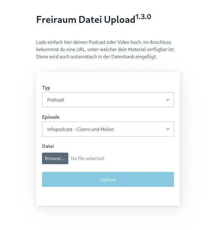 File upload dashboard for the authors