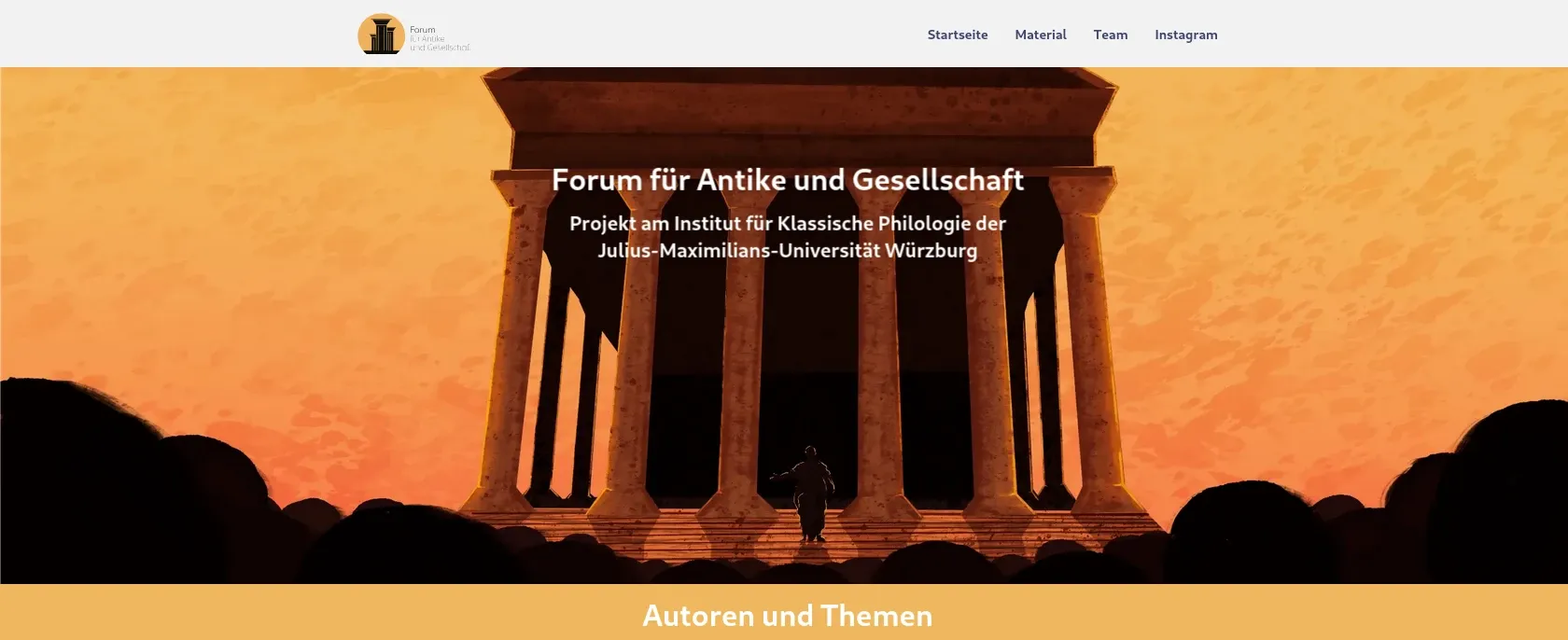 Screenshot of the homepage of the "Forum für Antike und Gesellschaft"