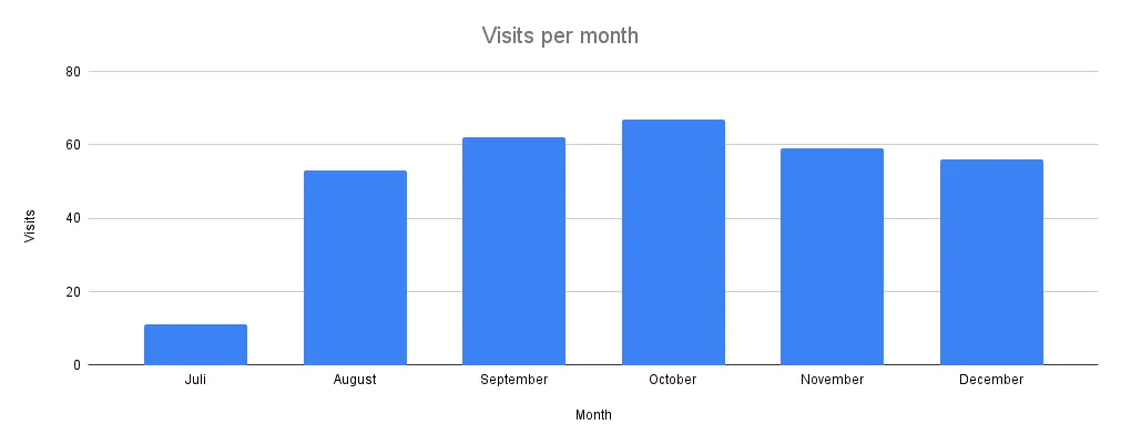 Visits per month on my portfolio